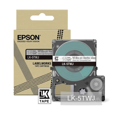 Imagen de Epson LabelWorks LK 5TWJ Cartucho de cinta etiquetado compatible con LW C610 y C410 Transparente mate/Blanco 18mm