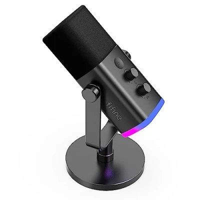 Imagen de FIFINE XLR Streaming Micrófono Dinámico de Podcast, RGB Gaming USB per Ordenador PS4 PS5, para Podcast Estudio Podcasting Grabación