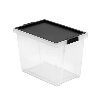 Imagen de Tatay Caja Almacenaje Multiusos con Tapa, 15L de Capacidad, Asas, Tapa PP Reciclada, Transparente, Libre BPA, Negro. Medidas 25 x 36 26 cm