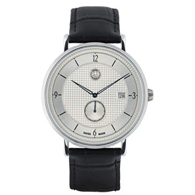 Imagen de Mercedes Benz Collection 2020 Reloj de pulsera para hombre, diseño clásico, segundero pequeño, color plateado y azul, Clásico e informal