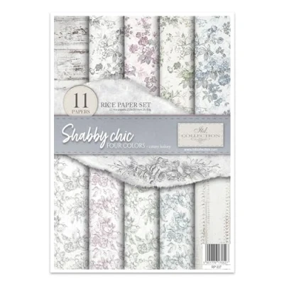 Imagen de ITD Collection Papel de arroz creativo A4 Decoupage Rice Paper Sheet 29,7 x 21 cm, técnica servilletas, multicolor (RP037 Shabby Chic HS code 48021000)