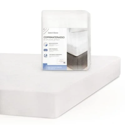 Imagen de SWEET HOME Funda Colchon 130x200x25 cm para Cama 1 Cuadrado y Medio de Jersey Algodón, Anti Bacterias Transpirable Cubre Elástico, Lavable Ajustable, Protector con Esquinas