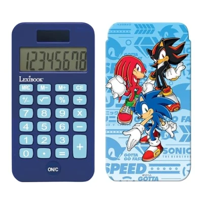 Imagen de Lexibook, Sega Sonic The Hedgedog, calculadora de Bolsillo con Funda Protectora, Funciones convencionales y avanzadas, Funciona Pilas energía Solar, Azul, C45SN