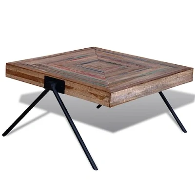Imagen de vidaXL Mesa de café Teca reciclada con Patas Forma V Mueble casa decoración