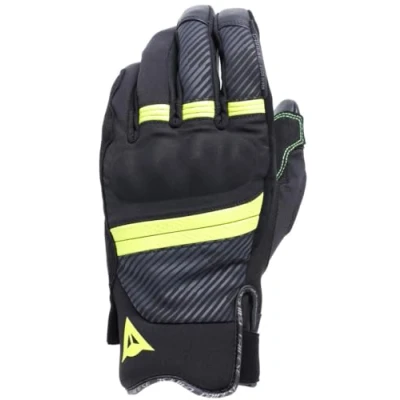 Imagen de Dainese Fulmine D Dry® Gloves, Guantes de Invierno para Moto, Protectores Nudillos, con Acolchado Térmico, Pantalla Táctil, Hombre, Negro/Amarillo Fluo/Gris Hierro, L