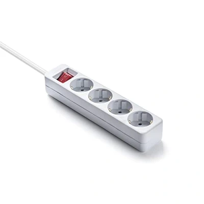 Imagen de Famatel 9/704 Regleta ecosockets 4 Enchufes con Interruptor de Encendido 1,5 Metros hasta 250W Protección Infantil Orientación Tomas a 45o Evita consumos Fantasma Blanco