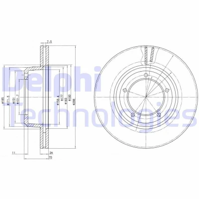 Imagen de DELPHI BG2612C Disco de freno 298 24 5 ventilado revestido sin procesar cojinete rueda, anillo sensor ABS LAND ROVER: Defender SUV
