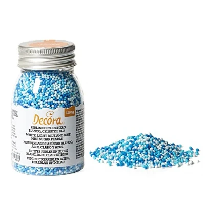 Imagen de Decora Miniperlas De Azucar Blanco/Azul Claro/Azul 100 g