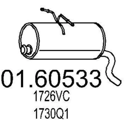 Imagen de MTS 01.60533 Silenciador trasero 660 CITROËN: Berlingo / First I Furgón, I, PEUGEOT: Partner Combispace