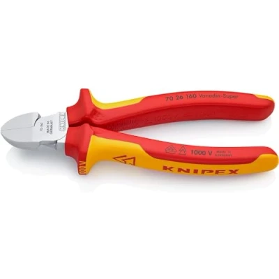 Imagen de Knipex Alicate de corte diagonal cromado, aislados con fundas multicomponentes, según norma VDE 160 mm 70 26