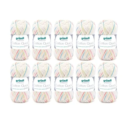 Imagen de Gründl Cotton Quick Print (Hilo de Color 100%, Certificado Oeko Tex, 50 g / 125 m, tamaño Aguja: 3 4, 1 x g), Baby Multicolor, Algodón, One Size, 1250