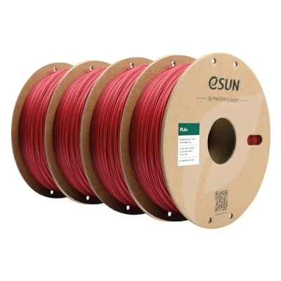 Imagen de eSUN Filamento PLA+ 1.75mm, Mejorado Tenacidad Impresora 3D PLA Plus, Precisión Dimensional +/ 0.03mm, 1KG por Carrete, 4 Carretes para Impresoras, Rojo Oscuro*4