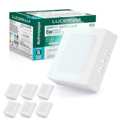 Imagen de LUCERNA Plafon LED superficie Cuadrado 6W Luz Blanco Frío 6500 K 620 LM techo Focos interior cuadrados cocina Downlight PACK 6