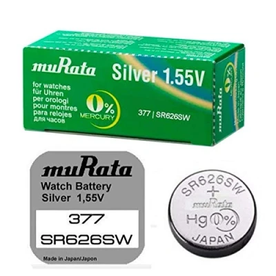 Imagen de MURATA 377 SR626 AG4 SR626SW Óxido Plata 0% Mercury Pilas de Reloj