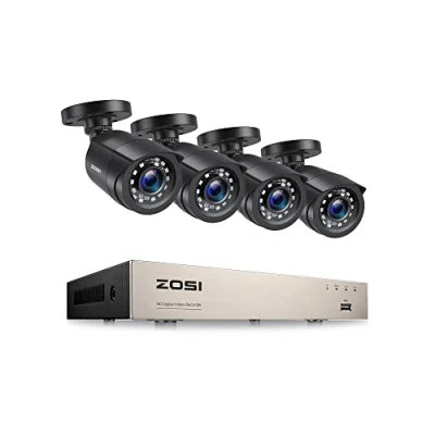 Imagen de ZOSI Kit de Cámara Vigilancia Seguridad 5MP Lite 8CH H.265+ Grabador DVR con (4) 2MP Exterior, Visión Nocturna, Alarma Movimiento, sin Disco Duro