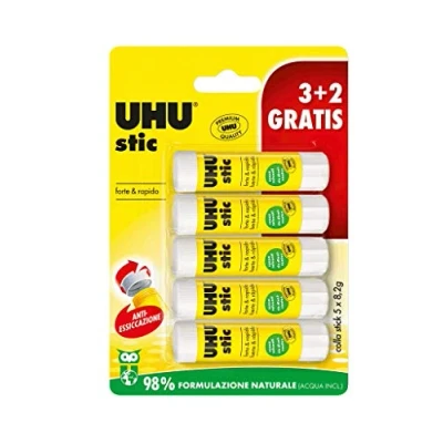 Imagen de Uhu stic 5x8.2g colla per bambini, sicura da usare i lavoretti, adatta la scuola, l&#039;ufficio, l&#039;università