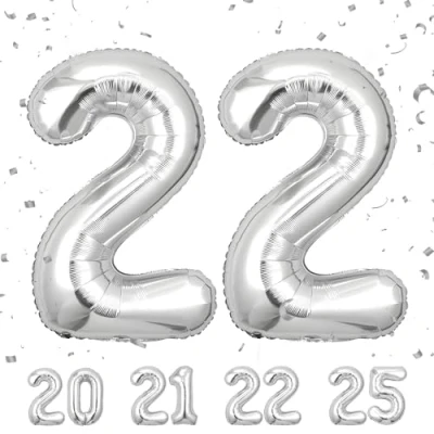 Imagen de Globos de Cumpleãnos Numeros 22 Plata,101 CM Globo Gigantes Grandes Decoracion,Globo Numero Niño Niña Adultos decorazione,Vuelan con Helio