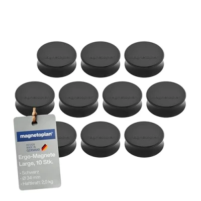 Imagen de Ergo Imanes grande, diámetro 34 x 12.5 mm, 10 piezas, negro