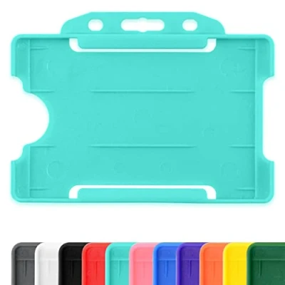 Imagen de Portatarjetas de identificación rígidas una sola cara, color turquesa, horizontal protector pase plástico Capacidad para tarjeta crédito cr80 86 mm y 54 Paquete 100 unidades