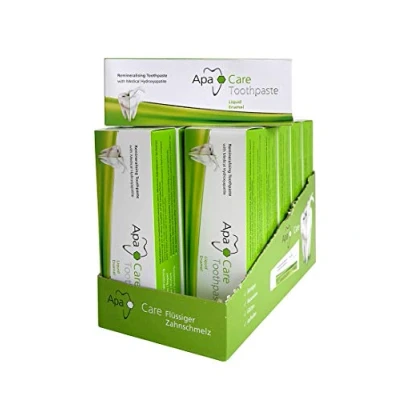 Imagen de ApaCare Pasta dental remineralizante con esmalte líquido 12 x 75 ml de dientes hidroxiapatita medicinal y fluoruro