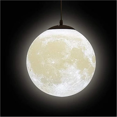 Imagen de KRUIHAN Lámpara Techo Luna,3D Lampara Luna Colgante,Decoracion Planeta Colgante LED para Salón,Dormitorio,Pasillo,Restaurante,Habitación,Mesita Noche,(Bombilla no Está Incluida),22cm