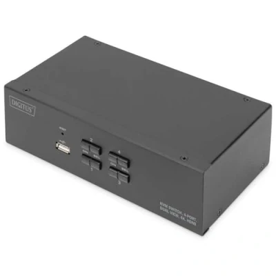Imagen de DIGITUS Conmutador KVM, 4 Puertos, Doble Pantalla, 4K, HDMI