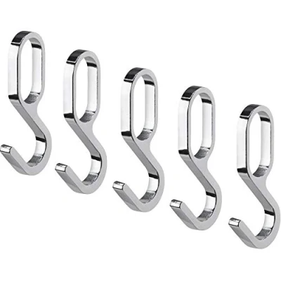 Imagen de Gedotec Ganchos de metal cromado varilla armario tubo ovalado Gancho en S acero cromado, pulido y brillante para riel ropa 30 x 15 mm percha deslizante 5 piezas
