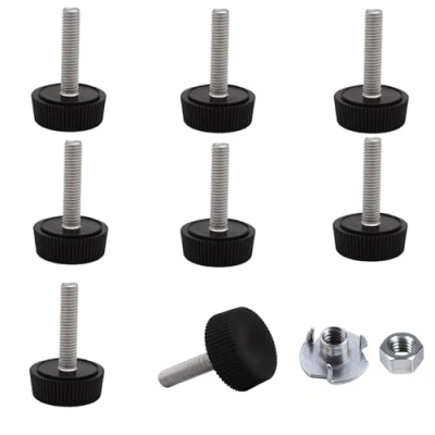 Imagen de SKIR&#039;CO 8 patas niveladoras de muebles M5 x 20 mm, redondas metal ajustables, vástago roscado, pie nivelador (puntas incluidas)