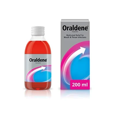Imagen de Oraldene Enjuague bucal Uso al primer signo de dolor garganta medicado Tratamiento para el adultos 200 ml