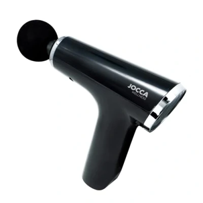Imagen de JOCCA Pistola de Masaje 30W Masajeador Vibración Alta Frecuencia 6 Velocidades 4 Cabezales Intercambiables Mango Ergonómico Carga USB Batería 1800mAh