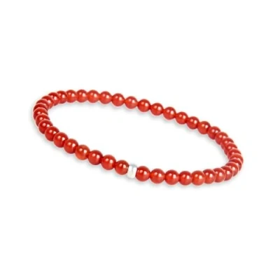 Imagen de GD GOOD.designs Pulsera de cornalina para mujer con piedras naturales auténticas y perla plata 925 preciosas I cuentas perlas piedra natural 4 mm