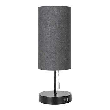 Imagen de Aigostar Lampara de Mesa con 2 Puertos Carga USB, Lamparas Mesita Noche Interruptor Tracción, Base Metal, Lámpara Escritorio Vintage para Sala Estar, Dormitorio, Oficina