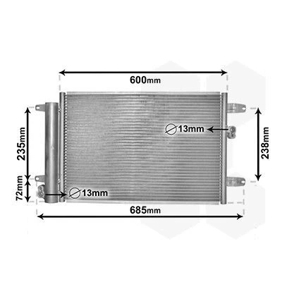 Imagen de VAN WEZEL 58005183 Condensador con secador Aluminio 520 SEAT: Alhambra I, VOLKSWAGEN: Sharan FORD: Galaxy Mk1 MPV