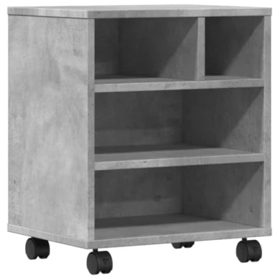 Imagen de vidaXL Soporte para Impresora con Ruedas Gris hormigón 41x32x48 cm, Mesa de Impresora, computadora, Almacenamiento