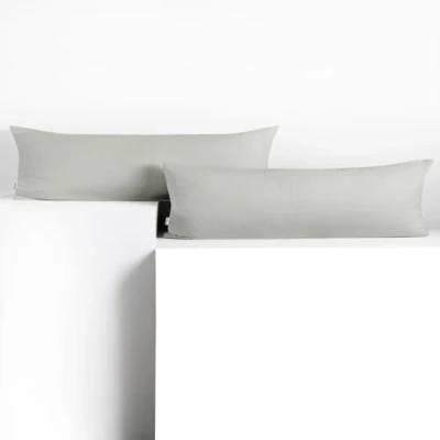 Imagen de DecoKing 2 Fundas de Almohada 40 x 145 cm, algodón, con Cremallera, Color Plateado y ámbar