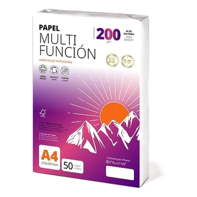 Imagen de folios a4 200gr 50 hojas, Papel Multiusos Para Impresora, Impresoras Láser y de Inyección, Fotocopiadora, uso Oficina, Material Escolar, Paquete Ofituria (200gr, 50h)