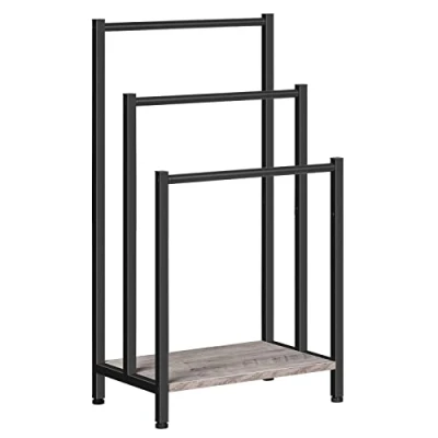 Imagen de HOOBRO Toallero, Toallero de Pie, para Baño, con 3 Barras, Ahorra Espacio, Marco Metal, Mantas, Toallas, Bufandas, Estilo Industrial, Greige y Negro EBG03LB01
