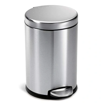 Imagen de simplehuman CW1852CB cubo redondo con pedal, acero inoxidable cepillado, 4,5 L