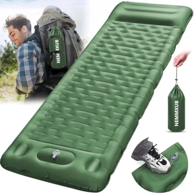 Imagen de NEMMXUB Esterilla Inflable Portatíl Colchón de Aire para Camping Acampa Colchones Hinchable, Utraligero y Resistente colchoneta autoinflable con Bomba Pie Camping, Exteriores, Viaje etc