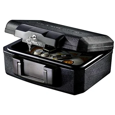 Imagen de Master Lock Caja Fuerte Portatil [Ignifuga] [con Llave] [Small] L1200 Ideal para Documentos, Dispositivos Electrónicos, Soporte Multimedia, Pequeños, Negro, Medium Fireproof