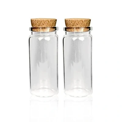 Imagen de Bestlivings Mini botellas de cristal con corcho, 50 ml (2 unidades) Pequeños frascos vidrio para rellenar, tubo ensayo boda tarros regalos invitados
