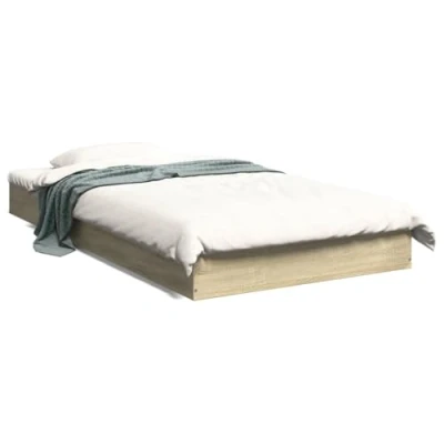 Imagen de vidaXL Estructura de Cama Madera ingeniería Roble Sonoma 100x200 cm, Muebles Dormitorio, Camas, Individual, Cama, somier, palets