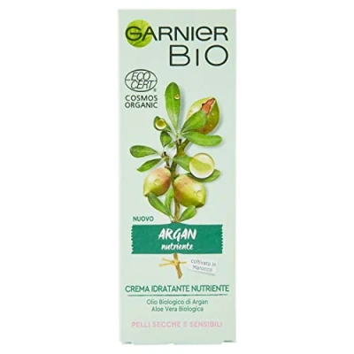 Imagen de Garnier crema facial natural Bio Argan nutritiva, hidratante y fórmula de argán para pieles secas o sensibles, 50 ml, paquete 1