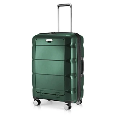 Imagen de Hauptstadtkoffer Britz Equipaje de Mano con Compartimento para Ordenador portátil, maletín Viaje Extensible, TSA, 4 Ruedas, Verde Oscuro, 66 cm + Laptop, Maleta