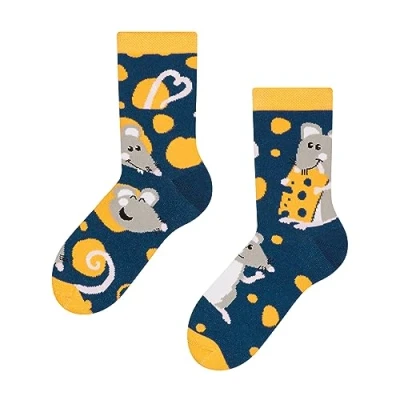 Imagen de Dedoles Calcetines Unisex Hombre Mujer y Niños Algodón muchos diseños divertidos diferente izquierda derecha, color: Azul, diseño: Ratón queso, tamaño: 27 30