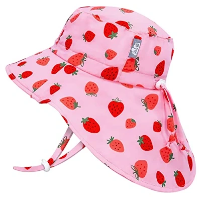 Imagen de Jan &amp; Jul Sombrero de Sol con protección para el Cuello niña bebé (Talla: 0 6 Meses, Fresa Rosa)