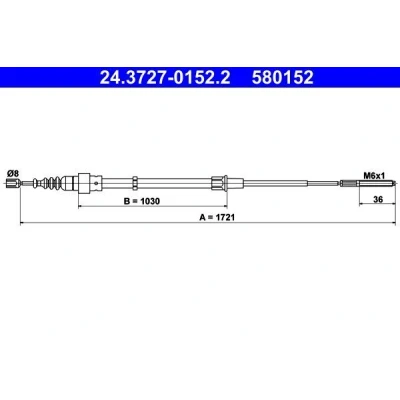Imagen de ATE 24.3727 0152.2 Cable de Freno Mano 1721 VOLKSWAGEN: Passat B3/B4 Berlina, Variant