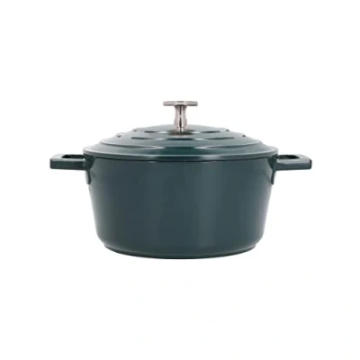 Imagen de MasterClass Cazuela Redonda con Tapa de 2.5L, Acero Fundido, Apta para Hornos, Resistente a los Rayones, Revestimiento Antiadherente, Verde Bosque