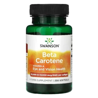 Imagen de Swanson Beta CAROTENE 10000IU 3000MCG Caroteno de Alta Potencia Suplemento vitamínico para ojos y piel 250 cápsulas
