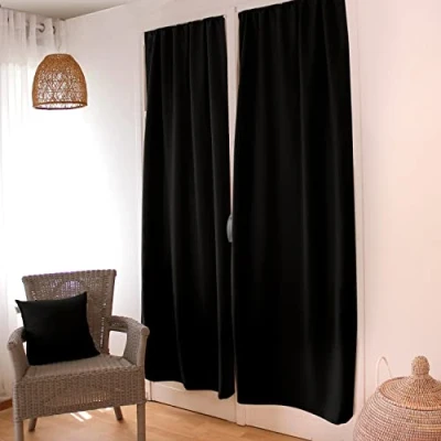 Imagen de ED ENJOY HOME Cortina Ocultante, Paso, Negro, 90 x 210 cm, 100% poliéster, Tejido con Certificado Oeko Tex, colección Regaliz